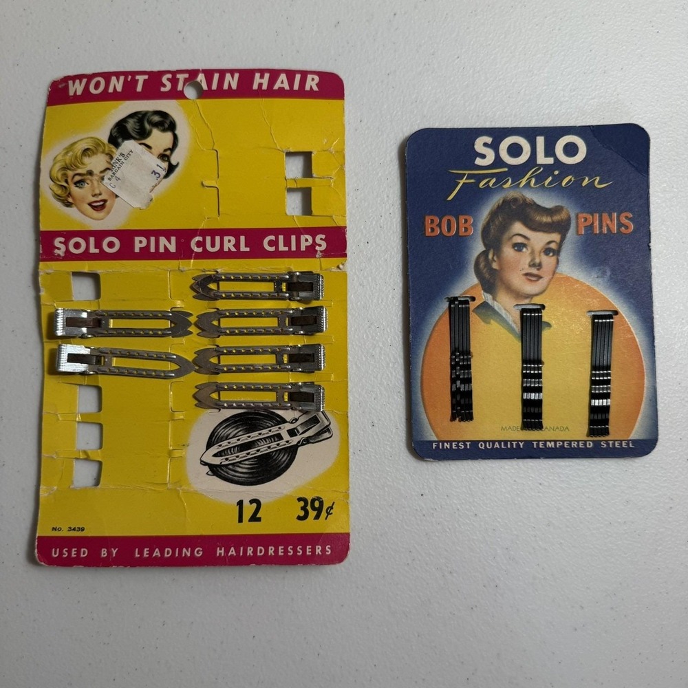 Vtg  SOLO Metal Hair Clips Pin Curl 6 ,‎ Solo bobby pins New